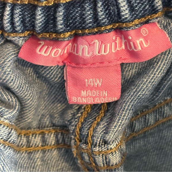 Woman Within Perfect Cotton Back Elastic Denim Straight Jeans Size 14W - Picture 5 of 7